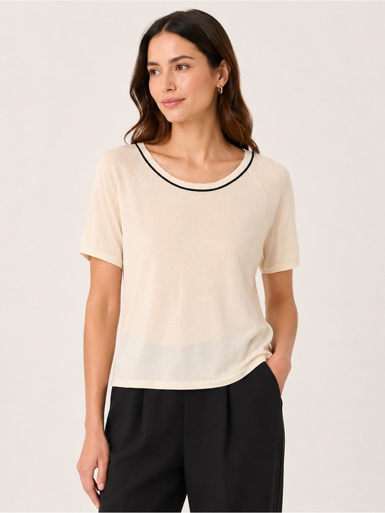 Pendleton Tops - NWT Pendleton Silk Blend Knit Short Sleeve Top in Off White, Size L